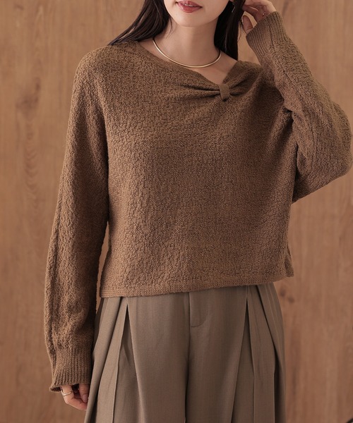 SUWDEE(スーディー)の「ribbon motif knit pullover(ニット/セーター・レディース・キャメル/ブラック/アイボリー・FREE)」の12枚目の写真