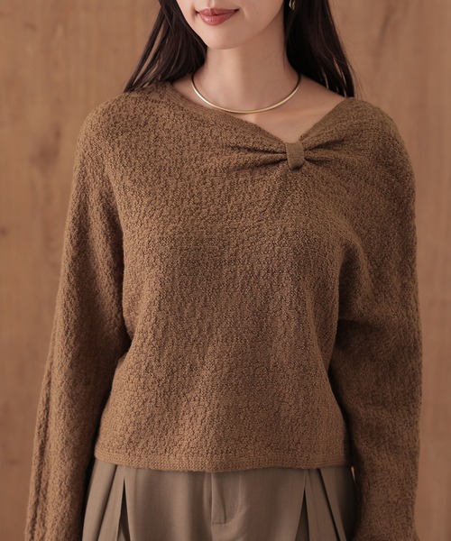 SUWDEE(スーディー)の「ribbon motif knit pullover(ニット/セーター・レディース・キャメル/ブラック/アイボリー・FREE)」の15枚目の写真