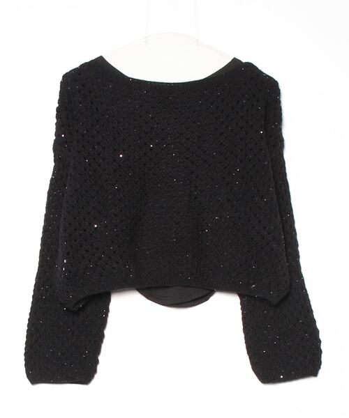 .KOM（ドットコム）の「A'GEM/9 × .kom 『.KOM/ドットケーオーエム』 Crochet Knit 2SET Tops／クロシェニット 2点セットトップス（ニット/セーター・レディース・ブラック/ベージュ/ブラウン・FREE）」の7枚目の写真