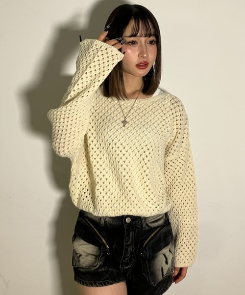 A'GEM/9 × .kom 『.KOM/ドットケーオーエム』 Crochet Knit 2SET Tops