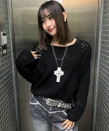A'GEM/9 × .kom 『.KOM/ドットケーオーエム』 Crochet Knit 2SET Tops／クロシェニット 2点セットトップス