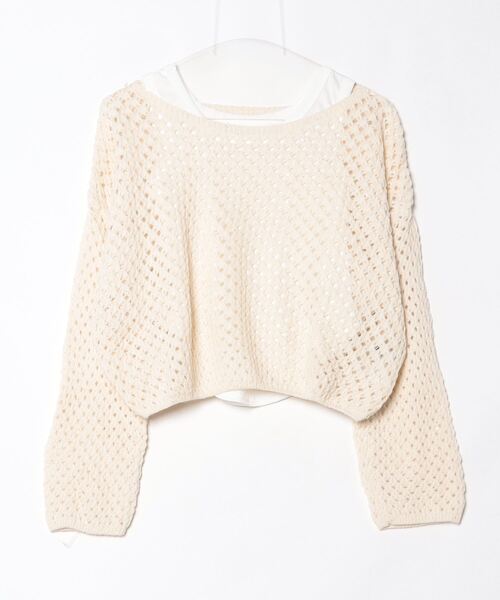.KOM（ドットコム）の「A'GEM/9 × .kom 『.KOM/ドットケーオーエム』 Crochet Knit 2SET Tops／クロシェニット 2点セットトップス（ニット/セーター・レディース・ブラック/ベージュ/ブラウン・FREE）」の9枚目の写真