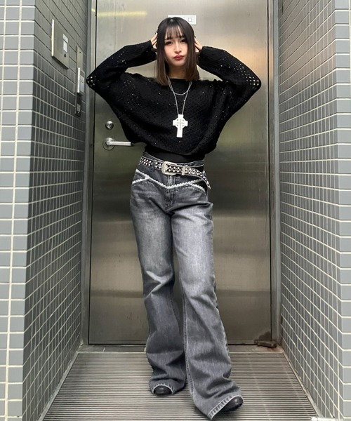 .KOM（ドットコム）の「A'GEM/9 × .kom 『.KOM/ドットケーオーエム』 Crochet Knit 2SET Tops／クロシェニット 2点セットトップス（ニット/セーター・レディース・ブラック/ベージュ/ブラウン・FREE）」の17枚目の写真