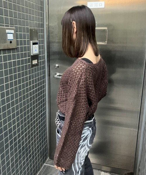 .KOM（ドットコム）の「A'GEM/9 × .kom 『.KOM/ドットケーオーエム』 Crochet Knit 2SET Tops／クロシェニット 2点セットトップス（ニット/セーター・レディース・ブラック/ベージュ/ブラウン・FREE）」の22枚目の写真