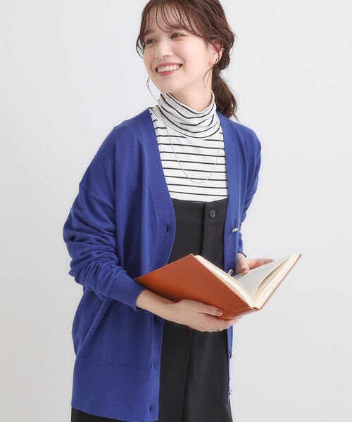 DRESKIP（ドレスキップ）の「【洗える】もちもち ミドル丈ニットカーディガン（カーディガン/ボレロ・レディース・グレー/ブラック/ブルー系その他/オレンジ・01/02/03/04）」の4枚目の写真