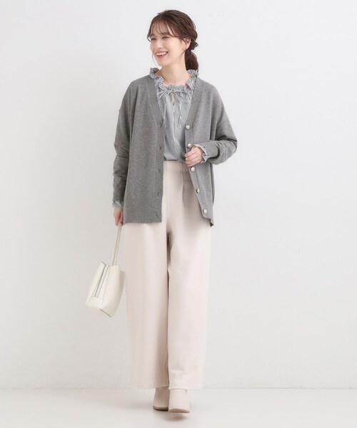 DRESKIP（ドレスキップ）の「【洗える】もちもち ミドル丈ニットカーディガン（カーディガン/ボレロ・レディース・グレー/ブラック/ブルー系その他/オレンジ・01/02/03/04）」の7枚目の写真