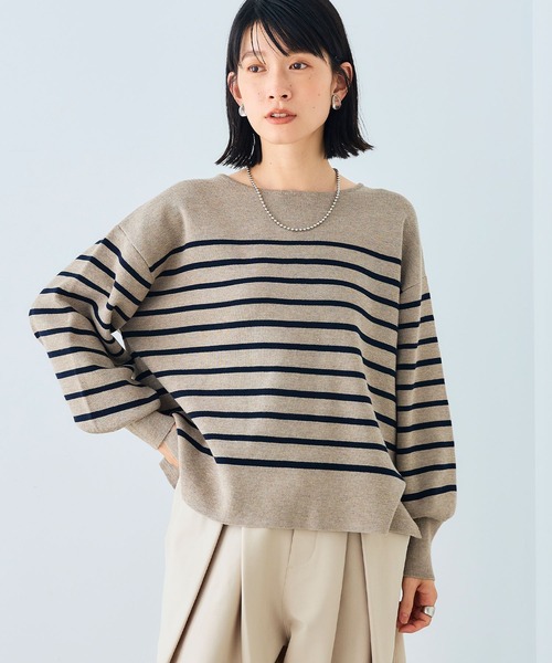 CROSS FUNCTION（クロスファンクション）の「《洗える》サマ美え マシュマロミラノバルーンスリーブニット【CROSS FUNCTION/クロスファンクション】（ニット/セーター・レディース・ブラック/ホワイト系その他/チャコールグレー/レッド/ライトベージュ/ブラウン系その他・M/L/LL）」の5枚目の写真