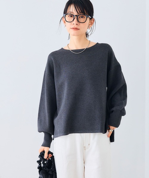 CROSS FUNCTION（クロスファンクション）の「《洗える》サマ美え マシュマロミラノバルーンスリーブニット【CROSS FUNCTION/クロスファンクション】（ニット/セーター・レディース・ブラック/ホワイト系その他/チャコールグレー/レッド/ライトベージュ/ブラウン系その他・M/L/LL）」の4枚目の写真