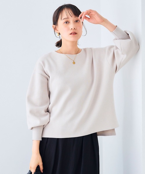 CROSS FUNCTION（クロスファンクション）の「《洗える》サマ美え マシュマロミラノバルーンスリーブニット【CROSS FUNCTION/クロスファンクション】（ニット/セーター・レディース・ブラック/ホワイト系その他/チャコールグレー/レッド/ライトベージュ/ブラウン系その他・M/L/LL）」の8枚目の写真