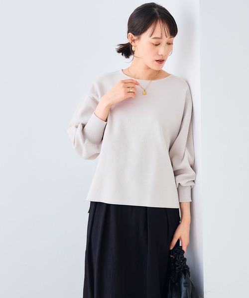 CROSS FUNCTION（クロスファンクション）の「《洗える》サマ美え マシュマロミラノバルーンスリーブニット【CROSS FUNCTION/クロスファンクション】（ニット/セーター・レディース・ブラック/ホワイト系その他/チャコールグレー/レッド/ライトベージュ/ブラウン系その他・M/L/LL）」の10枚目の写真