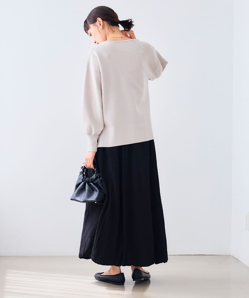 CROSS FUNCTION（クロスファンクション）の「《洗える》サマ美え マシュマロミラノバルーンスリーブニット【CROSS FUNCTION/クロスファンクション】（ニット/セーター・レディース・ブラック/ホワイト系その他/チャコールグレー/レッド/ライトベージュ/ブラウン系その他・M/L/LL）」の14枚目の写真