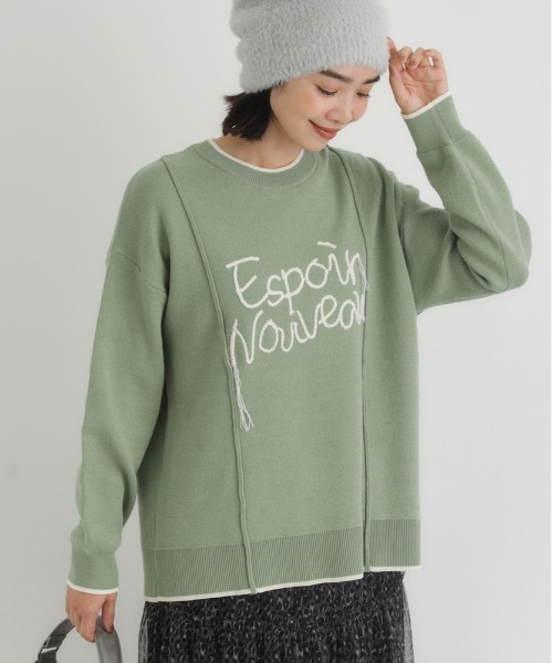 Right-on(ライトオン)の「HONEYSUCKLE ROSE(ハニーサックルローズ)【レディース】スウェットライク刺繍セーター(洗濯機で洗える)(ニット/セーター・レディース・オフホワイト/ブラック/グリーン・M/L/S)」の20枚目の写真