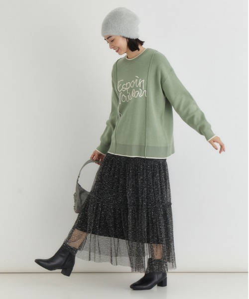 Right-on(ライトオン)の「HONEYSUCKLE ROSE(ハニーサックルローズ)【レディース】スウェットライク刺繍セーター(洗濯機で洗える)(ニット/セーター・レディース・オフホワイト/ブラック/グリーン・M/L/S)」の18枚目の写真