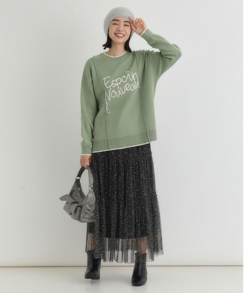 Right-on(ライトオン)の「HONEYSUCKLE ROSE(ハニーサックルローズ)【レディース】スウェットライク刺繍セーター(洗濯機で洗える)(ニット/セーター・レディース・オフホワイト/ブラック/グリーン・M/L/S)」の17枚目の写真