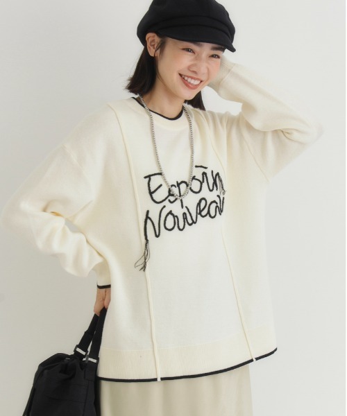 Right-on(ライトオン)の「HONEYSUCKLE ROSE(ハニーサックルローズ)【レディース】スウェットライク刺繍セーター(洗濯機で洗える)(ニット/セーター・レディース・オフホワイト/ブラック/グリーン・M/L/S)」の15枚目の写真