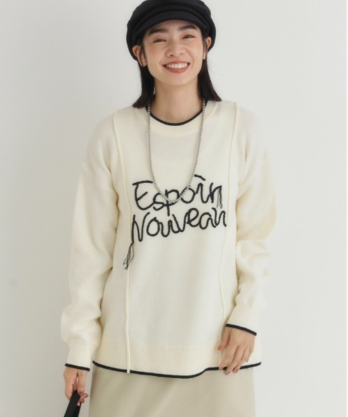 Right-on(ライトオン)の「HONEYSUCKLE ROSE(ハニーサックルローズ)【レディース】スウェットライク刺繍セーター(洗濯機で洗える)(ニット/セーター・レディース・オフホワイト/ブラック/グリーン・M/L/S)」の14枚目の写真