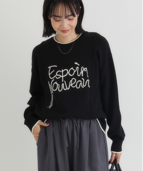Right-on(ライトオン)の「HONEYSUCKLE ROSE(ハニーサックルローズ)【レディース】スウェットライク刺繍セーター(洗濯機で洗える)(ニット/セーター・レディース・オフホワイト/ブラック/グリーン・M/L/S)」の12枚目の写真