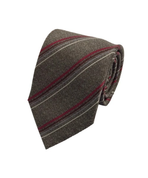 Perfect Suit FActory（パーフェクトスーツファクトリー）の「ウォームシルクネクタイ　ストライプ　グレー/ベージュ/ワイン/ネイビー（ネクタイ・メンズ・ワイン/チャコールグレー/ネイビー/ベージュ・FREE）」の2枚目の写真