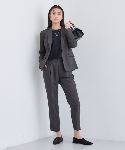 INDIVI（インディヴィ）の「【洗える／通勤／スーツ】メランジストレッチ テーパードパンツ（スーツパンツ・レディース・チャコールグレー/ブラウン系その他/ネイビー・42/40/38/36/34/19/15 /13/12/05/03）」の15枚目の写真