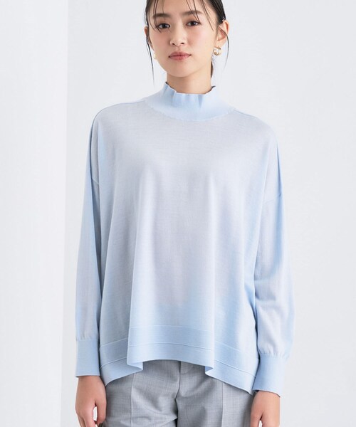 INDIVI（インディヴィ）の「【洗える／毛玉になりにくい】エクストラファインウール ハイネックニット（ニット/セーター・レディース・ブラック/ライトブルー/チャコール/ボルドー・05/13/15 /34/38）」の8枚目の写真