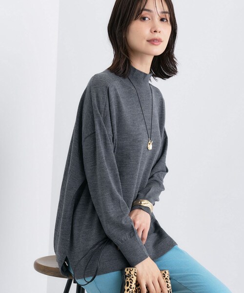 INDIVI（インディヴィ）の「【洗える／毛玉になりにくい】エクストラファインウール ハイネックニット（ニット/セーター・レディース・ブラック/ライトブルー/チャコール/ボルドー・05/13/15 /34/38）」の15枚目の写真