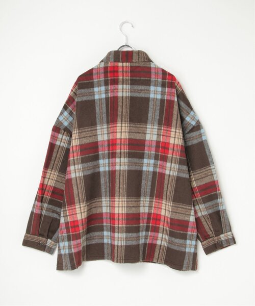 BEVERLY HILLS POLO CLUB（ビバリーヒルズポロクラブ）の「BEVERLY HILLS POLO CLUB シャギーチェックシャツジャケット（シャツ/ブラウス・レディース・レッド/パープル/グレー/ブラウン・M）」の8枚目の写真