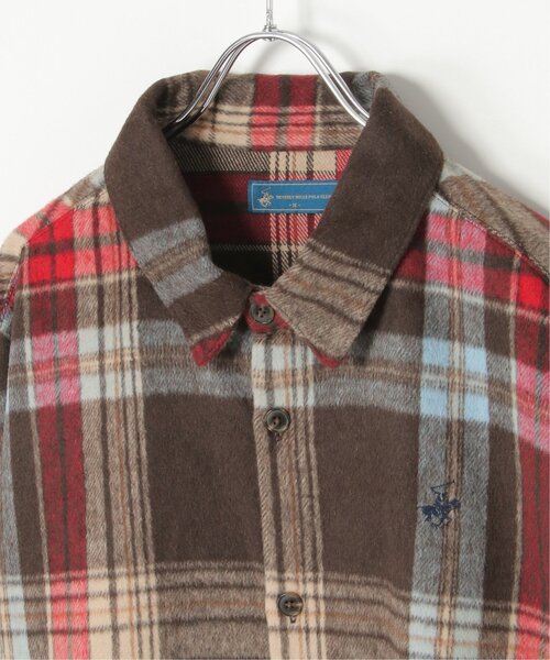 BEVERLY HILLS POLO CLUB（ビバリーヒルズポロクラブ）の「BEVERLY HILLS POLO CLUB シャギーチェックシャツジャケット（シャツ/ブラウス・レディース・レッド/パープル/グレー/ブラウン・M）」の12枚目の写真