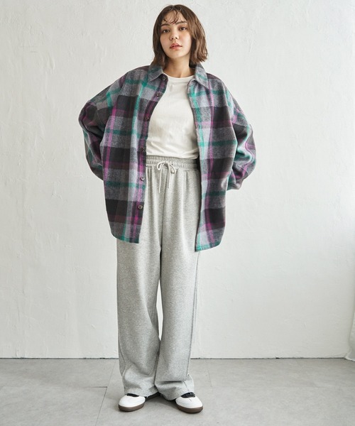 BEVERLY HILLS POLO CLUB（ビバリーヒルズポロクラブ）の「BEVERLY HILLS POLO CLUB シャギーチェックシャツジャケット（シャツ/ブラウス・レディース・レッド/パープル/グレー/ブラウン・M）」の18枚目の写真