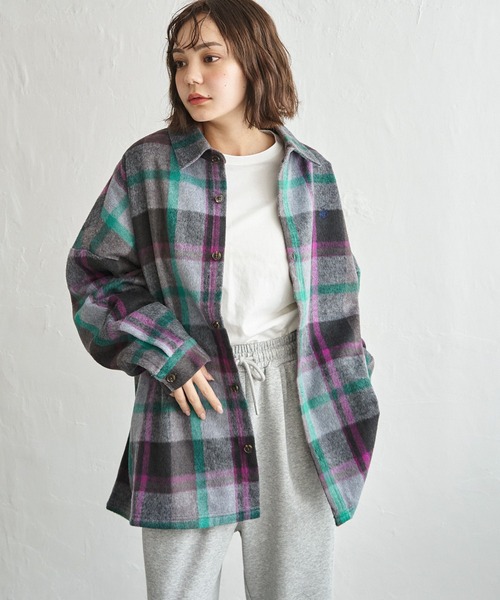 BEVERLY HILLS POLO CLUB（ビバリーヒルズポロクラブ）の「BEVERLY HILLS POLO CLUB シャギーチェックシャツジャケット（シャツ/ブラウス・レディース・レッド/パープル/グレー/ブラウン・M）」の20枚目の写真