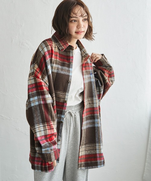 BEVERLY HILLS POLO CLUB（ビバリーヒルズポロクラブ）の「BEVERLY HILLS POLO CLUB シャギーチェックシャツジャケット（シャツ/ブラウス・レディース・レッド/パープル/グレー/ブラウン・M）」の16枚目の写真