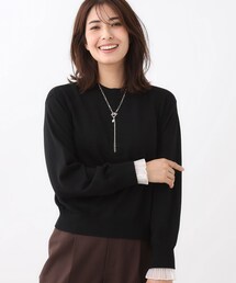 【秋映え/重ね着風スタイルに◎】フリルプリーツスリーブニット