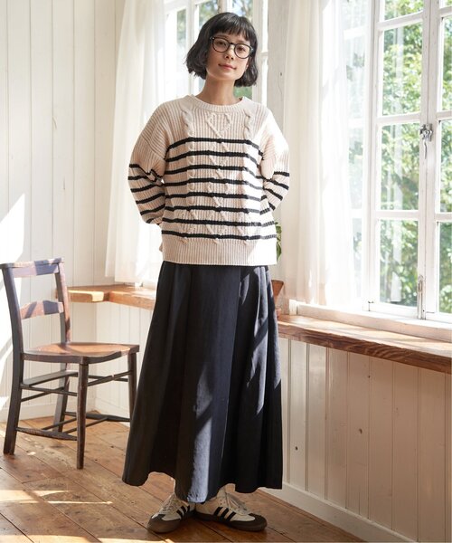 LBC（エルビーシー）の「ピーチツイルベルトタックスカート（スカート・レディース・ブラック/カーキ/アイボリー/グレイッシュベージュ・M）」の19枚目の写真