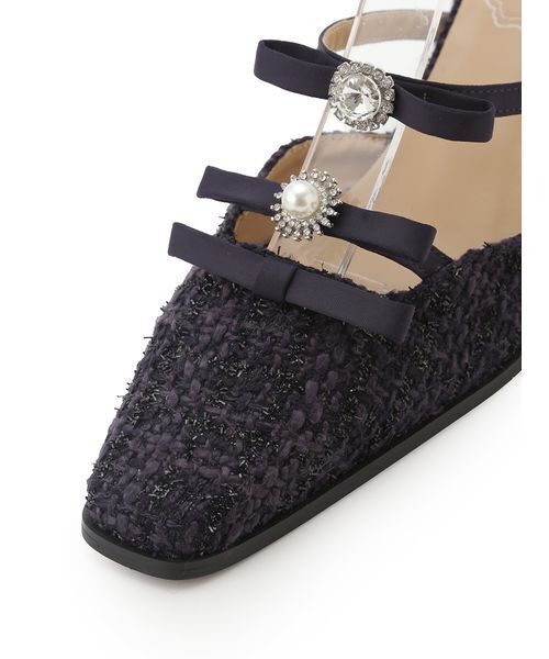 セール】[L.B CANDY STOCK]ビジューリボンストラップミュール