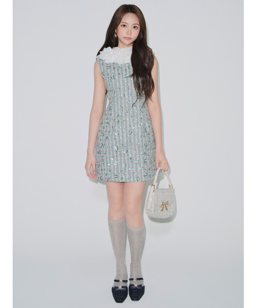 セール】[L.B CANDY STOCK]ビジューリボンストラップミュール