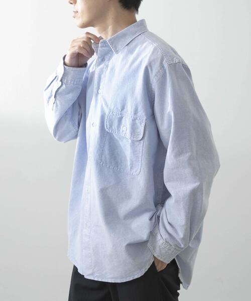 ITEMS URBANRESEARCH(アイテムズ アーバンリサーチ)の「ケミカルウォッシュオックスレギュラーカラーシャツ(シャツ/ブラウス・メンズ・ブラック/ブルー・MEDIUM/LARGE)」の4枚目の写真