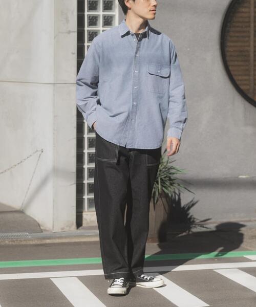 ITEMS URBANRESEARCH(アイテムズ アーバンリサーチ)の「ケミカルウォッシュオックスレギュラーカラーシャツ(シャツ/ブラウス・メンズ・ブラック/ブルー・MEDIUM/LARGE)」の14枚目の写真