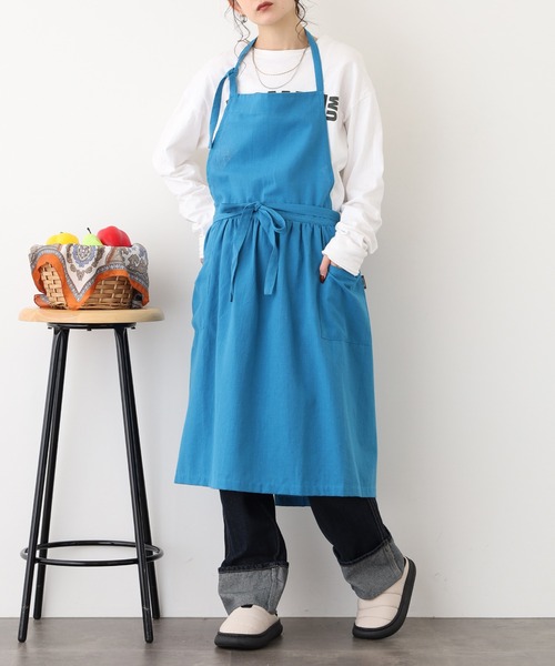 綿麻ウエストギャザーエプロン（エプロン）｜l'atelier Nuuit