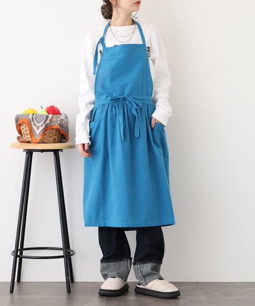 綿麻ウエストギャザーエプロン（エプロン）｜l'atelier Nuuit