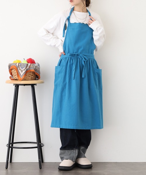綿麻ウエストギャザーエプロン（エプロン）｜l'atelier Nuuit