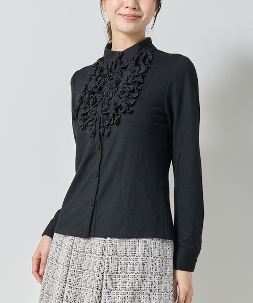 ナラカミーチェ（NARACAMICIE）/【NARACAMICIE】ウールジャージフリル長袖カットソー セール】【NARACAMICIE】ウールジャージフリル長袖カットソー（Tシャツ