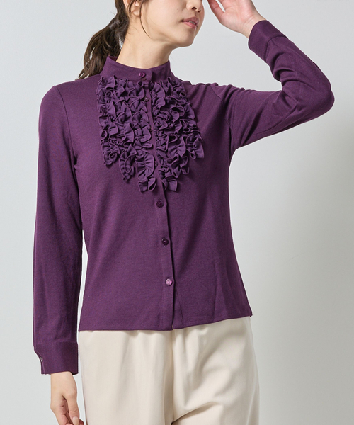 NARACAMICIE（ナラカミーチェ）の「【NARACAMICIE】ウールジャージフリル長袖カットソー（Tシャツ/カットソー・レディース・ブラック/パープル/ブルー・M/L/XL）」の5枚目の写真