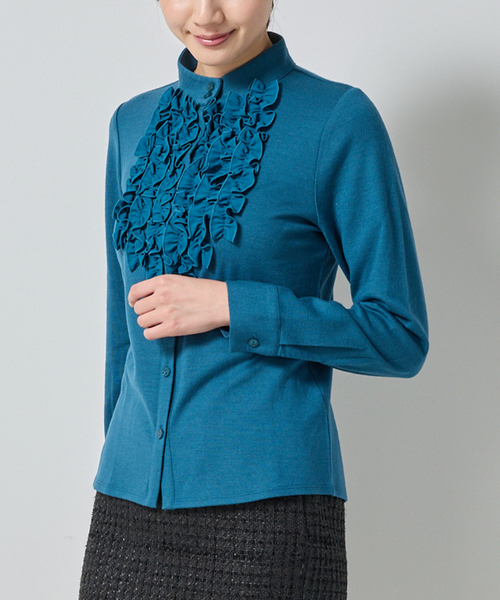 NARACAMICIE（ナラカミーチェ）の「【NARACAMICIE】ウールジャージフリル長袖カットソー（Tシャツ/カットソー・レディース・ブラック/パープル/ブルー・M/L/XL）」の6枚目の写真