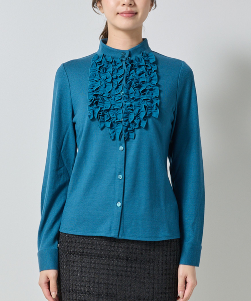 NARACAMICIE（ナラカミーチェ）の「【NARACAMICIE】ウールジャージフリル長袖カットソー（Tシャツ/カットソー・レディース・ブラック/パープル/ブルー・M/L/XL）」の7枚目の写真