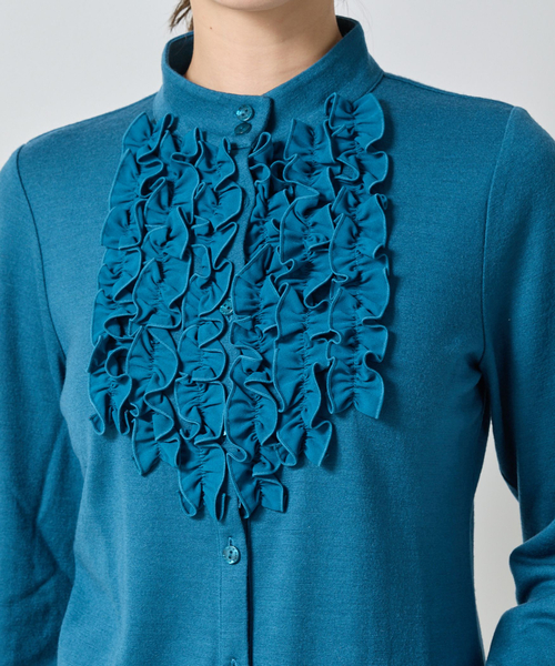 セール】【NARACAMICIE】ウールジャージフリル長袖カットソー（Tシャツ