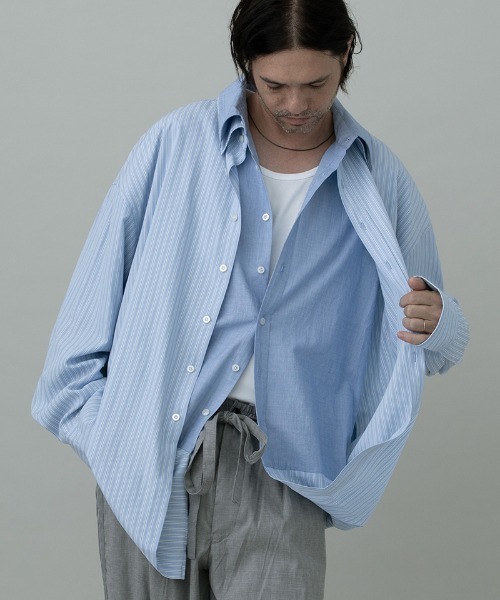 EGO TRIPPING（エゴトリッピング）の「ms6309-DOUBLESHIRT レイヤードシャツ(616602)（シャツ/ブラウス・メンズ・ブラック系その他/サックスブルー/ネイビー・48/46）」の3枚目の写真
