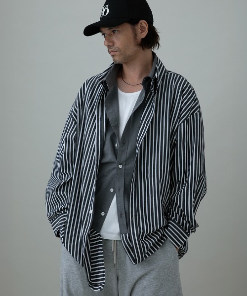 EGO TRIPPING（エゴトリッピング）の「ms6309-DOUBLESHIRT レイヤードシャツ(616602)（シャツ/ブラウス・メンズ・ブラック系その他/サックスブルー/ネイビー・48/46）」の20枚目の写真