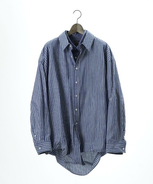 EGO TRIPPING（エゴトリッピング）の「ms6309-DOUBLESHIRT レイヤードシャツ(616602)（シャツ/ブラウス・メンズ・ブラック系その他/サックスブルー/ネイビー・48/46）」の13枚目の写真