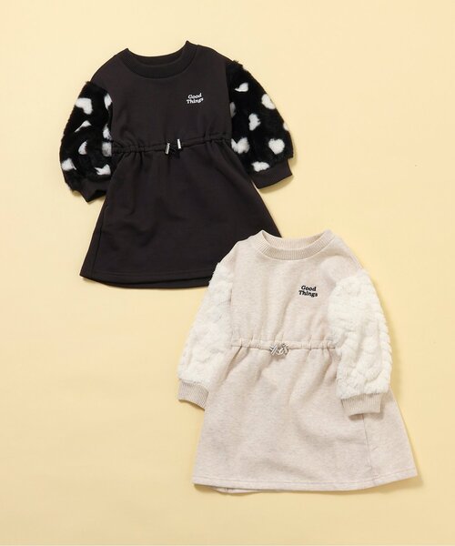 BREEZE（ブリーズ）の「【ジュニア対応】袖ボアワンピース（ワンピース・キッズ・ブラック/アイボリー・80/90/100/110/120/130/140）」の3枚目の写真