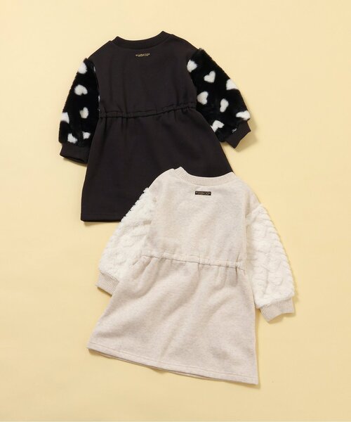 BREEZE（ブリーズ）の「【ジュニア対応】袖ボアワンピース（ワンピース・キッズ・ブラック/アイボリー・80/90/100/110/120/130/140）」の4枚目の写真