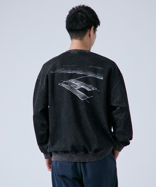 B.C STOCK(ベーセーストック)の「RINKUU ピグメント加工 クルーネックスウェット(スウェット・メンズ・ブラック/ベージュ/ネイビー・MEDIUM/LARGE)」の7枚目の写真